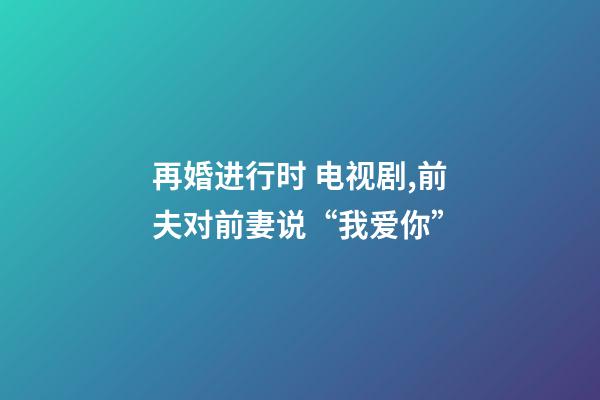 再婚进行时 电视剧,前夫对前妻说“我爱你”-第1张-观点-玄机派